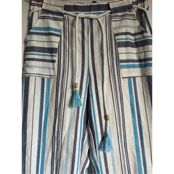 Beau Dawson LA NY Womens Linen Striped Drawstring Pants sz M Beach Casual Boho - Picture 4 of 7